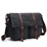Black Men'S Canvas Messenger Bag Durable Work Bag Laptop Shoulder Bag Australian V1347-127-71481