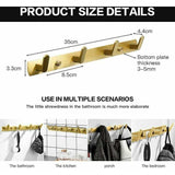 Wall Gold, Bedroom Kitchen, Towel Rack Entrance Rack Hook with 4 Hooks Mounted Bathroom V1237-MS-626-036