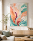 Tidal Bloom Floating Frame Canvas Wall Art - Portrait - 40W x 50H cm - White V767-PP-TB-4050-FW