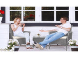 Gardeon 3PC Outdoor Bistro Set Patio Furniture Wicker Setting Chairs Table Cushion Grey ODF-BISTRO-RATTAN-GE