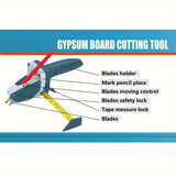 Professional Gypsum Board Cutter Kit with 5m Tape Measure & 5 Spare Blades Aluminum TPR Handle for V1232-QGJ001