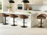 Artiss 4x Bar Stools Kitchen Swivel Gas Lift Counter Chair Shell Leather Brown BA-K-256-BRX4