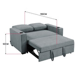 Sarantino Hoffman Linen Sofa Bed with Cushions & Cup Holders Airforce Blue SOFA-YGG-7004-LNN-BLU