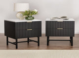 Artiss 2x Bedside Table 2 Drawers - Black FUR-S-BS-03-WHBKX2