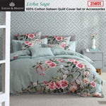 Logan & Mason Lisha Sage 250TC 100% Cotton Sateen Quilt Cover Set Queen V442-LED-QUILTCS-LISHA-SAGE-QS