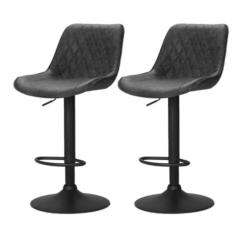 Artiss 2x Bar Stools Gas Lift Vintage Leather Black BA-K-9976-BKX2