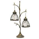 Lustre Branched Stand w 2 Shaded Pillar Candleholders 83cm V637-37093CDL