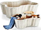 2 Pcs Dog Toy Basket Dog Toy Bin Bone Shaped Handmade Pet Organizer for Pet White Cotton Rope Basket V1258-DP02-C-2285