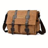 Black Men'S Canvas Messenger Bag Durable Work Bag Laptop Shoulder Bag Australian V1347-127-71481