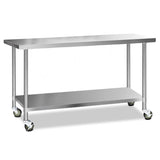 Cefito 1829x610mm Stainless Steel Kitchen Bench with Wheels 304 SSKB-304S-WHEEL-72