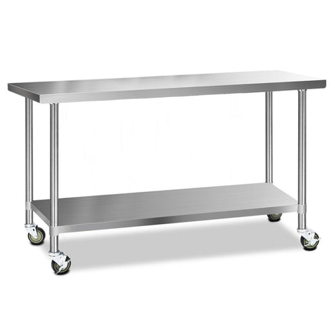 Cefito 1829x610mm Stainless Steel Kitchen Bench with Wheels 304 SSKB-304S-WHEEL-72