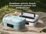 1L Black-Blue Cordless Waterless Heated Lunch Box - Portable 304 Stainless Steel Bento Box for V888-ELOSUNG42334