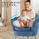 Armchair Padded Lounge Chair Accent Velvet Shell Scallop NAVY BLUE V274-FT-VAC-1596-NV