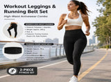 Comfortable Outdoor Sports Set-Black L Size Running Waist Belt and Black L Size High-Waisted Yoga V888-ELOSUNG53758