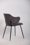 Set of 4 Dining Chairs with Corduroy Cord Fabric in Dark Grey Lincoln V563-68406_2X
