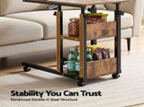 Artiss 3 Tier Adjustable Laptop Desk Tiltable Mobile Side Table Wheels LA-DESK-C-60-2T-WA