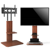32"-65" Tv Floor Stand Adjustable Corner Tv Mount Bracket With Sturdy Wood Base V767-U-718-BK-V1