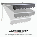 Shade Shield 2 x 1.5M Retractable Grey Folding Arm Awning, Powder Coated 6063 Aluminium, with Hand V219-OAWRETSS21GA