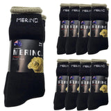 9 Pairs MERINO WOOL SOCKS Mens Heavy Duty Premium Thick Work Socks Cushion BULK - Black - 11-14 V563-9AUSOCKS-BK-11-14