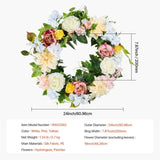 VEVOR Artificial Decorative Wreath 60.96 cm White Pink Yellow Peonies Hydrangeas V952-ZSHHXQHHCH24ZKJWVV0