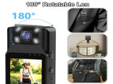 Mini Body Camera with 180 Rotatable Lens, Night Vision & Motion Detection - 1.3 Screen 1200mAh V888-ELOSUNG35713
