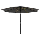 Instahut Outdoor Umbrella 2.9m Market Umbrella with String Light Tilt Charcoal Shade XFEL-UMB-FLAP-LED-CO