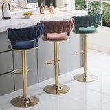 SERENIT Blue Velvet Seat Kitchen Breakfast Bar Stools Counter Height Barstools with Back Cushioned V255-GP1763-BLUE