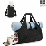 Black High-Capacity Gym Duffel Set with Bonus Bottle Phone Pouch, Separate Shoe Compartment & V888-ELOSUNG45621