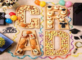 Festive Graduation Celebration Set, 4 Piece Wooden Letter Trays, Functional Divided Compartments for V1192-AZ-W-24243