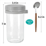 Overnight Oats Containers with Lids and Spoons 24 Oz Jars for Overnight Oats -2Pcs Glass Food V1369-AZ3-W-11698