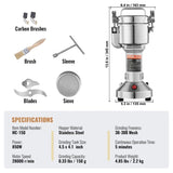 VEVOR 150g Commercial Spice Grinder Electric Grain Mill Grinder High Speed V952-DDDPSGWYMJ15S3X6CV3