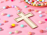 48 Pack Cross Wooden Hanging Ornaments Unfinished Wood Blank Cross Craft with Gold String for Easter V1258-DP02-C-2275