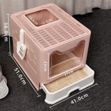 Foldable Cat Litter Box with Pull-Out Tray -Easy Cleaning and Anti-Splash Design Pink 51*41*38cm V888-ELOSUNG10450