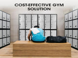 FORTIA 12-Door Metal Storage Locker Cabinet Gym Office Lockers Compartment, Black & Light Grey V219-STLFOA12DB