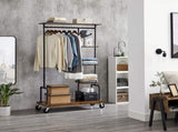 Clothing Garment Rack on Wheels with 5-Tier, Industrial Pipe Style, Rustic Brown V178-11284