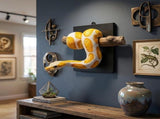 Golden Ball Wall Sculpture, Realistic Reptile Art, Lifelike Detail, Strength Symbol for Entryway, V1192-AZ-W-24315