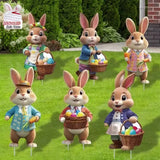 2DFlat, 8pcs Easter Gentleman Rabbit Group Decoration, exquisite shape holding egg basket / carrot V1102-M-SHOE-32531-GRAY-13A24152