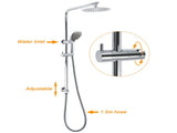 WELS Chrome Dual 8" Slim Rain Shower 5 Modes Rose Mixer Valve Sliding Rail Set Mixer V1233-C4902B22HR005M5C1KSR108KRD201CR
