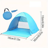 Small Pop Up Beach Tent - 145 x 165 x 110 cm Blue Portable Sun Shelter with Rear Mesh Vent, Sand V888-ELOSUNG57607-1