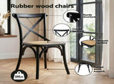 Artiss Dining Table and Chairs Set 5PCS Industrial 4 Black Rattan Chairs for Kitchen, Dining Room, DSET-TAB01-RA-BKX4