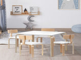 Keezi 5PCS Kids Table and Chairs Set Activity Toy Play Desk BENT-B-KID-TAB02-NT-WH