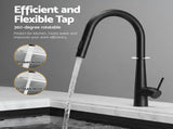 Cefito Stainless Steel Sink 81x45CM With Pull Out Mixer Tap Kitchen Basin Single Bowl Black SINK-BLACK-8145T-52