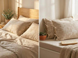 Linen Cotton Pillowcase Pair with Tie Closure Floral Pillow Covers 48x74cm V888-ELOSUNG54962-2