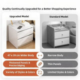 Modern Nightstand Warm White Double Drawer Finger Pull Geometric Clean Lines V360-ZC-FNBT0052-WT-2D-47