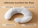 U-Shaped Calming Pillow for Small Pets Soft Plush Support Cushion for Anxiety Relief Deep V1341-ZY-5KGZEWM2-GREYWHITEMIXED