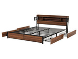 Artiss Queen Bed Frame with Charging Station 4 Drawers Storage Oak MBED-D-EVA-Q-WD-AB