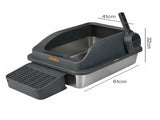Pawz Stainless Steel Cat Litter Box Big Cats Kitten High Sided Easy Clean Grey PT1393-GY-AU