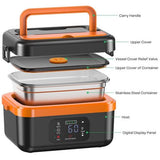 Portable 1L Cordless Electric Heated Lunch Box 16000mAh 60W 304 Stainless Steel Black& orange V201-ELB6080BOR8AU