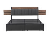 Artiss Metal Bed Frame Double Size with 2-Tier Hidden Storage with Charging Station MBED-C-SOT-D-GY-ABC