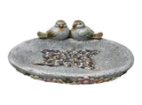 Birdbath w Colour Birds Flowers Pebble Butterfly 40cm V637-49483BRD